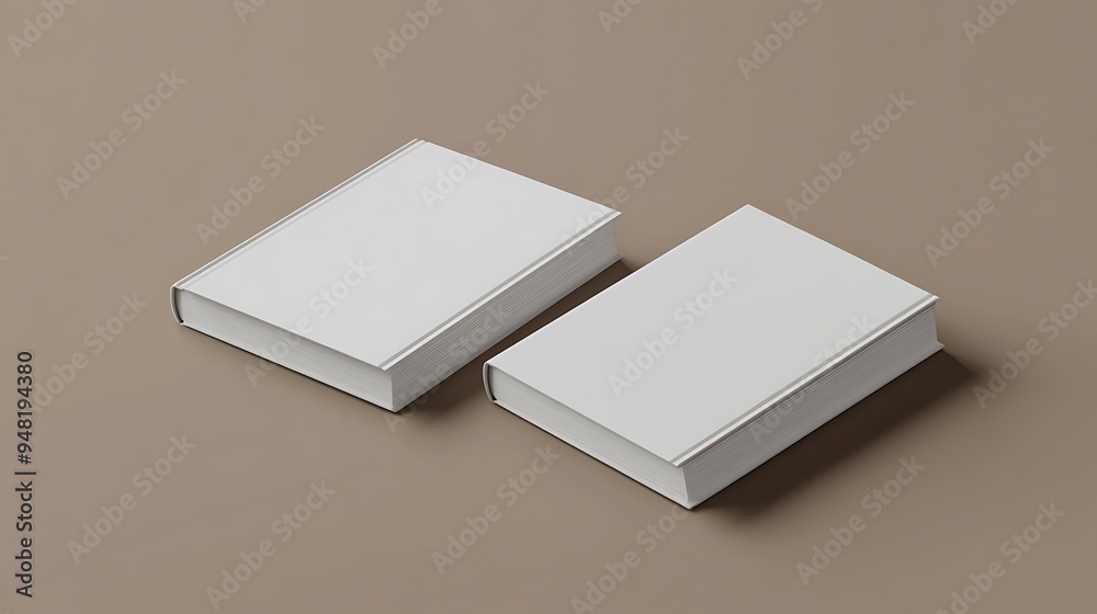 Two Blank Book Covers on a Brown Background Two Blank Book Covers on a Brown Background