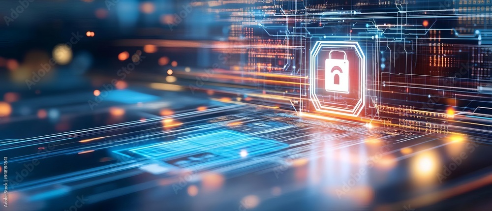 A digital illustration of a secure network with twofactor authentication blocking a breach attempt, with credentials and cybersecurity management elements highlighted A digital illustration of a secure network with twofactor authentication blocking a breach attempt, with credentials and cybersecurity management elements highlighted
