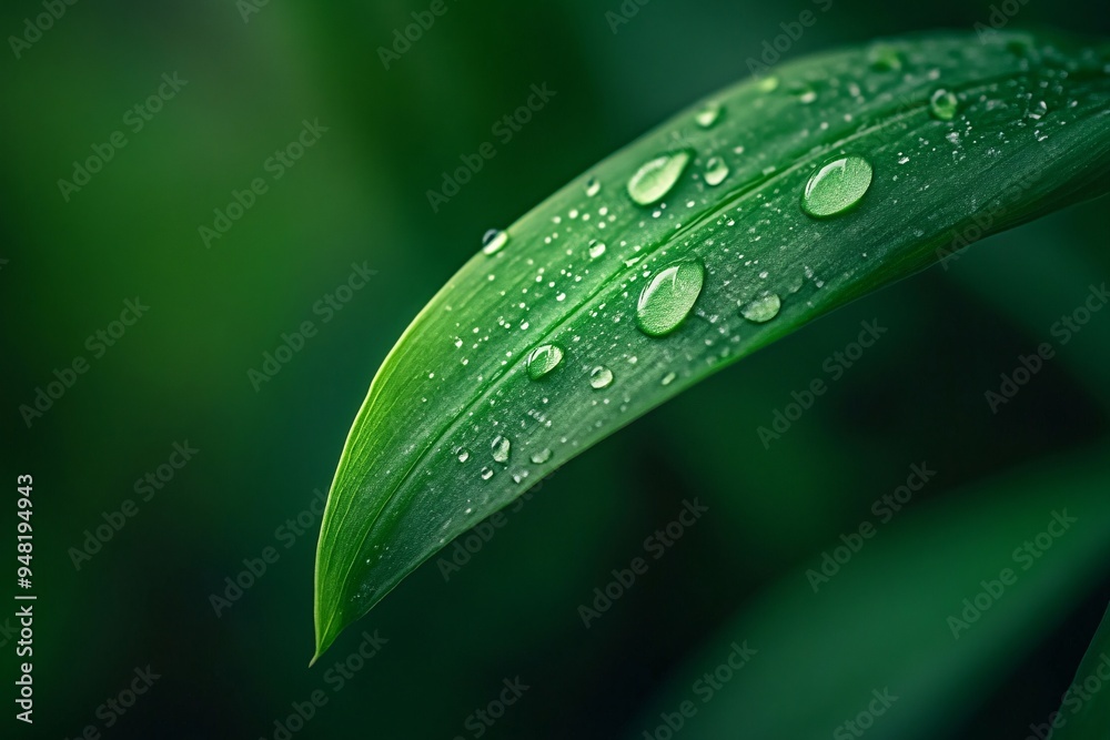 Green Leaf with Water Droplets Green Leaf with Water Droplets