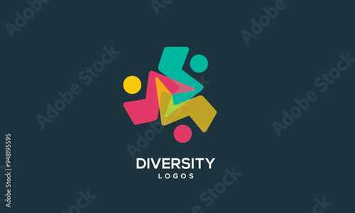 diversity people team family colourful logo vector icon symbol
