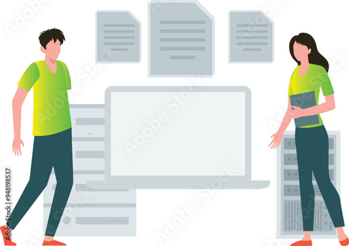 The boy and girl are working on web services.