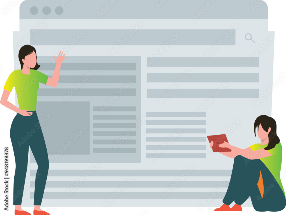 Fototapeta premium The girls are working on web services.