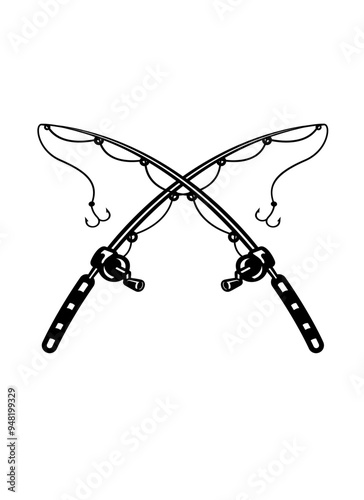 Fishing Rod | Fishing Tournament | Sport Fishing | Fishing Pole | Angler Dad | Fisherman | Sea & River Angling | Cross Fishing Rod | Original Illustration | Vector and Clipart | Cutfile and Stencil