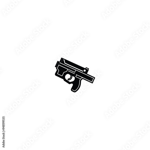 Gun and automatic weapon vector icons. Military combat firearms pictograms. Gun and automatic weapon, rifle and firearm, vector illustration