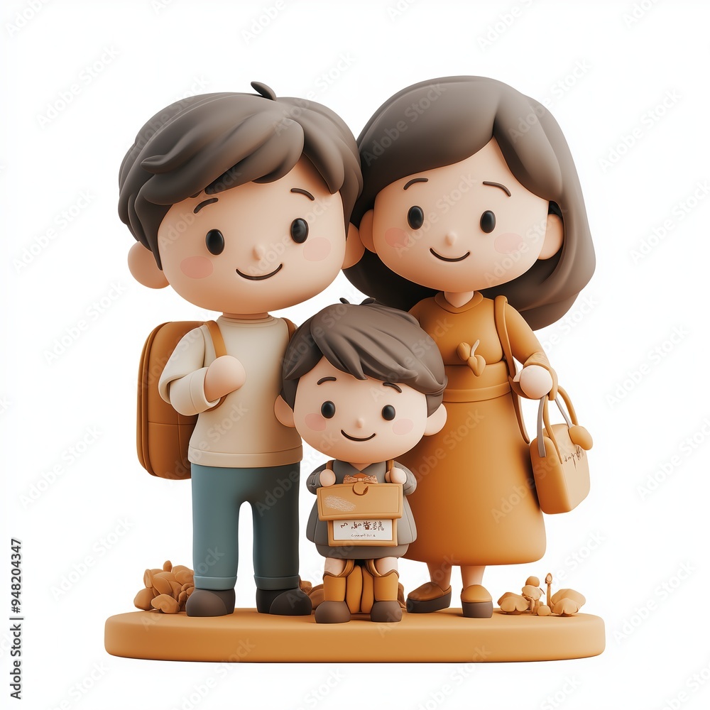 Family visiting a pumpkin patch Cartoon Clay Illustration, 3D Icon, Isolated on white background Family visiting a pumpkin patch Cartoon Clay Illustration, 3D Icon, Isolated on white background
