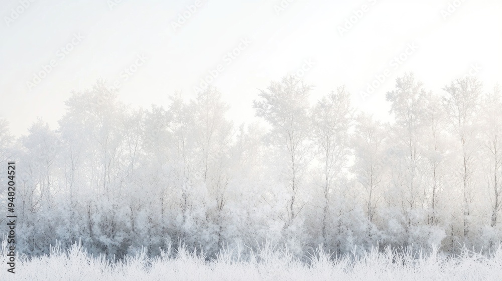 Winter Wonderland: Frosty Trees in a Misty Forest Winter Wonderland: Frosty Trees in a Misty Forest