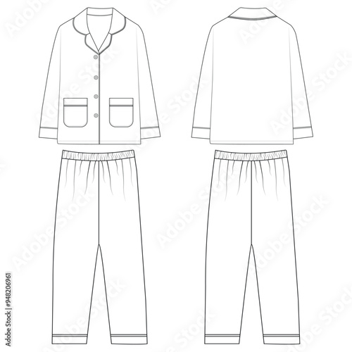 Sleepwear design template. Vector illustration of Pajamas