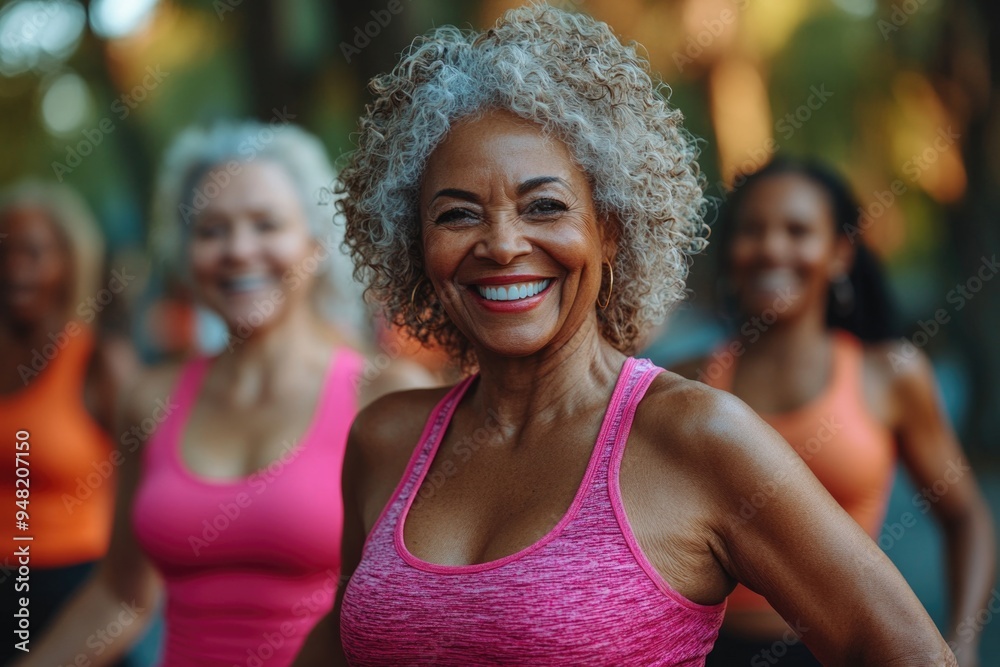 Joyful Multiracial Senior Women Enjoying Fun Workout Exercises Together in the Park Joyful Multiracial Senior Women Enjoying Fun Workout Exercises Together in the Park