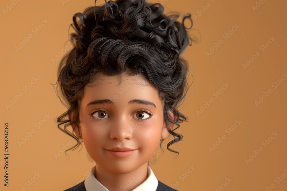 A happy Indian school kid isolated 3d color background