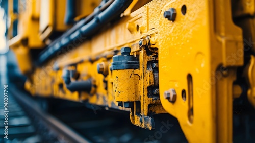 Close-up of Yellow Train Chassis