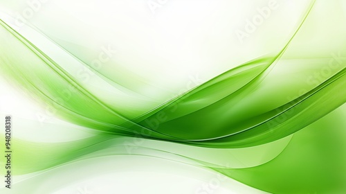 An abstract background featuring soft green and white waves with ample copy space