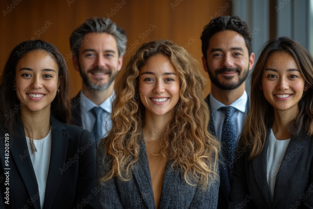 Happy Team Portrait: Diverse Business Professionals at a Legal Firm Showcasing Commitment & Leader