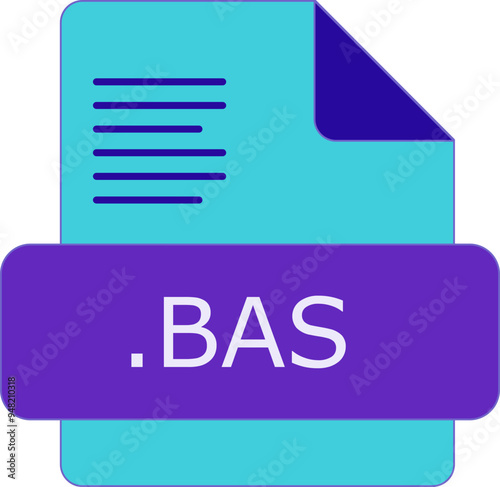 BAS File extension icon insidse fill with lines fill