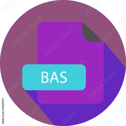 BAS File extension icon with black shadow circular icon