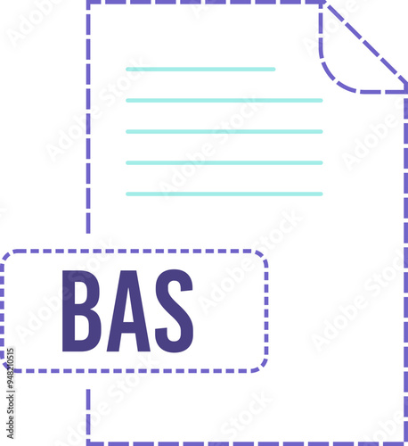 BAS File format icon dashed outline