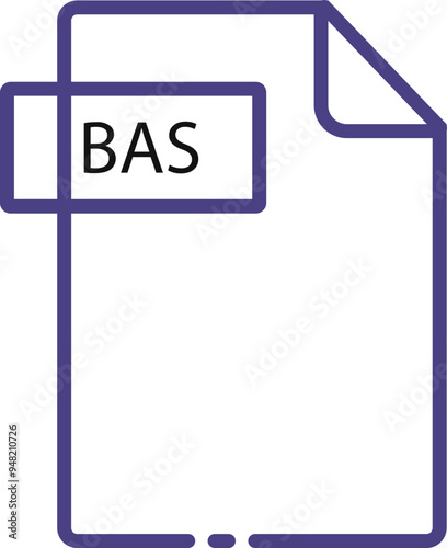 BAS File format minimal icon with black outline