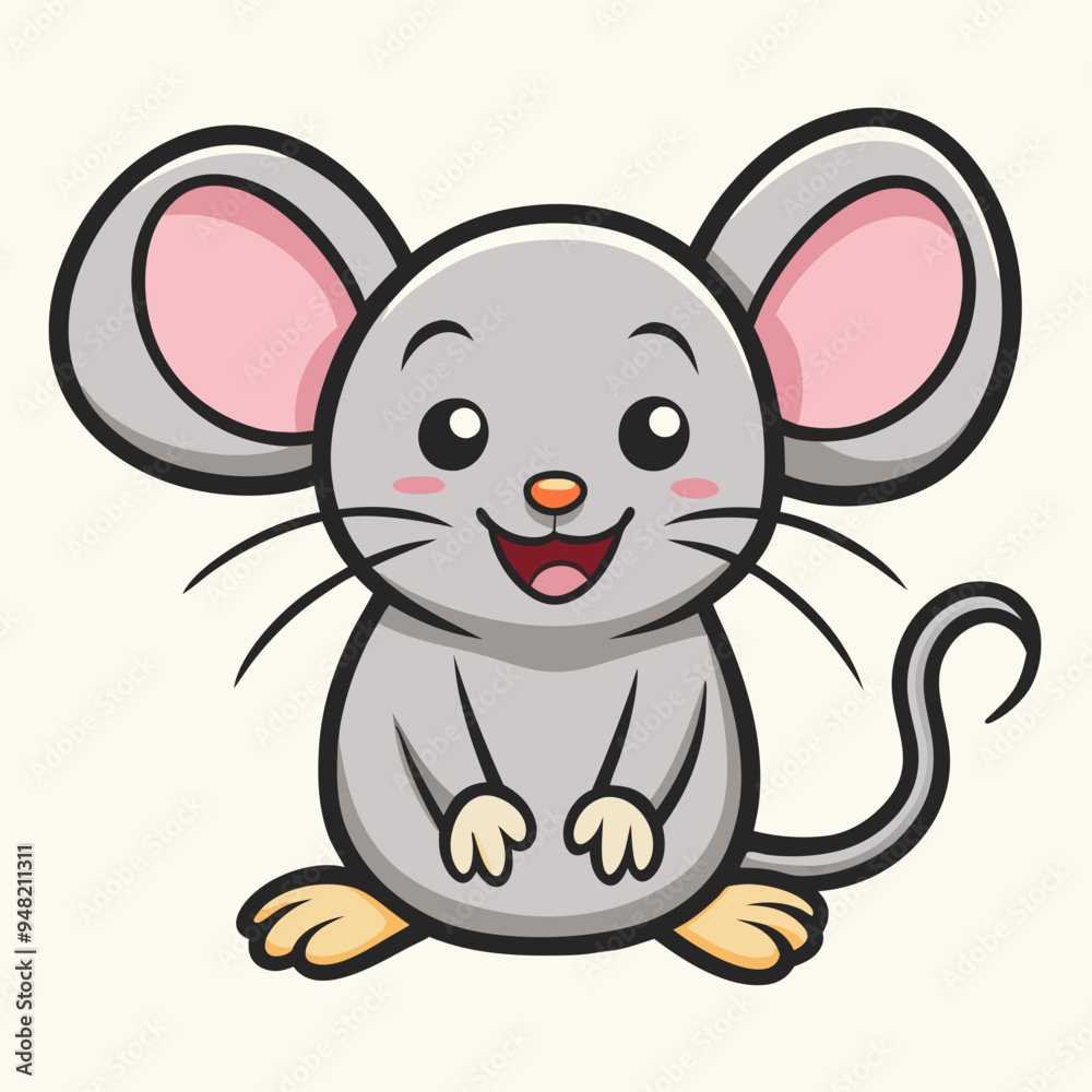 Mouse sitting and smiling stock illustration Mouse sitting and smiling stock illustration