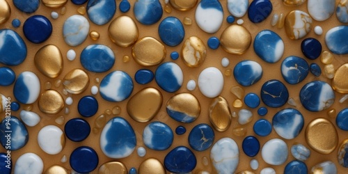 Abstract blue and gold marble background. photo