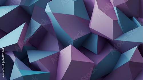 Abstract Geometric Shapes on Blue Purple Background.