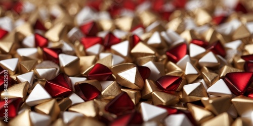 Abstract gold red white triangle shapes and luxury. photo