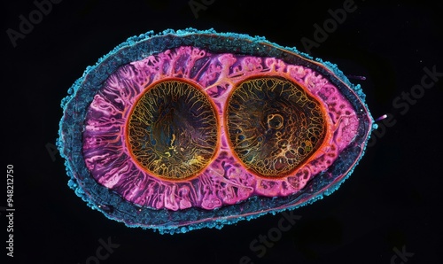 Fetal ovary: Oocyte development micrograph depicting leptotene and pachytene stages photo