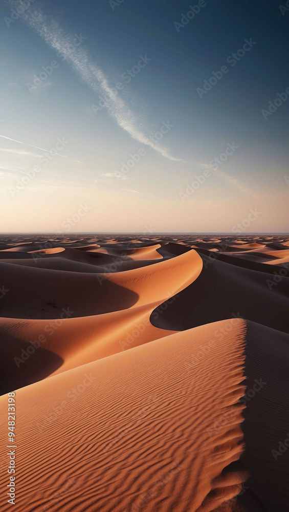 Naklejka premium hot desert sand dunes meeting the horizons edge background art design backdrop