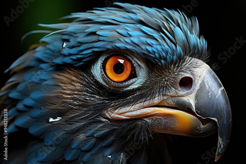 Blue Macaw CloseUp on a Palmeira in the Natural Habitat, generative IA