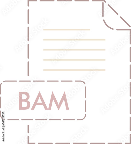 BAM File format icon rounded dashed outline