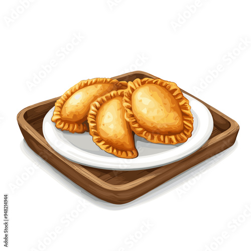 Vector Illustration of Latin American Empanadas on a Plate