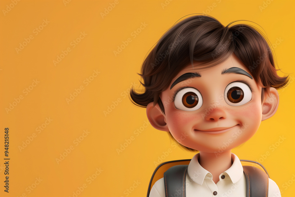 A happy Indian school kid isolated 3d color background A happy Indian school kid isolated 3d color background