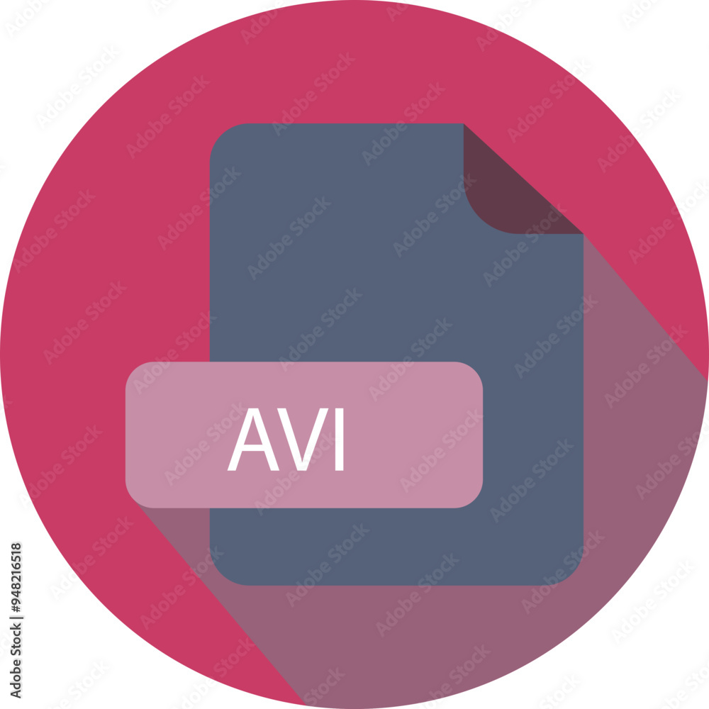 AVI File extension icon with black shadow circular icon AVI File extension icon with black shadow circular icon