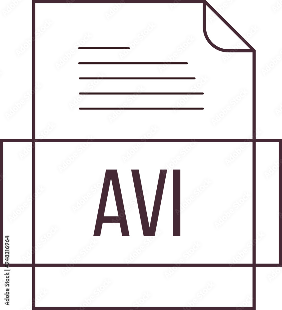 AVI File icon crisp thick outline sharp corners AVI File icon crisp thick outline sharp corners