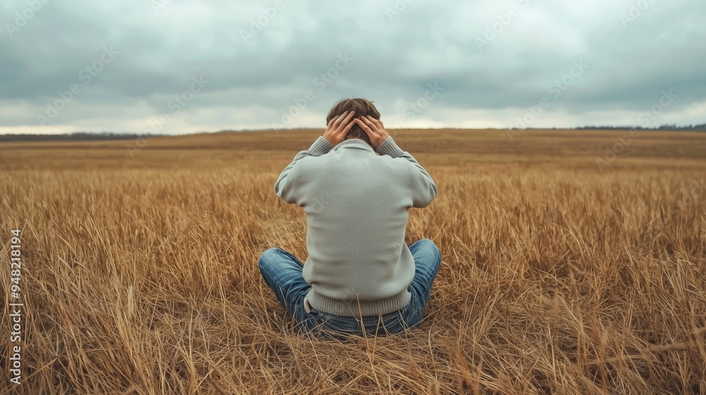 Solitary Moment in a Peaceful Meadow A Contemplative Escape into Nature s Tranquility Solitary Moment in a Peaceful Meadow A Contemplative Escape into Nature s Tranquility