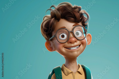A happy Indian school kid isolated 3d color background