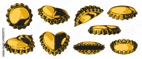 Bottle caps set emblems colorful