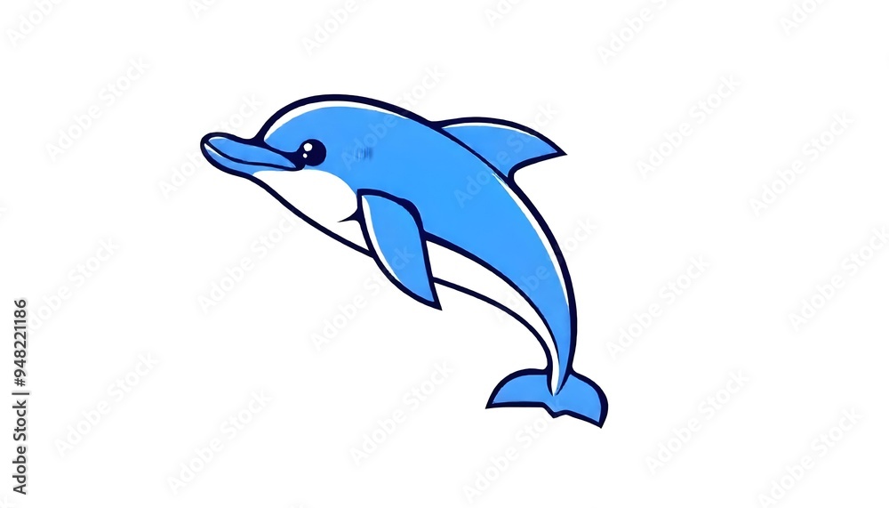 Fototapeta premium Dolphin icon drawing isolated on a white background