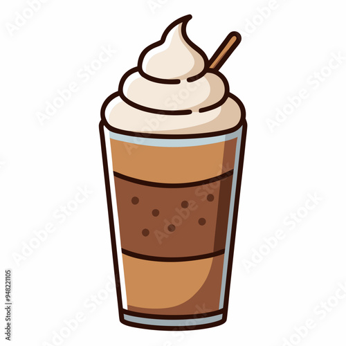 Chocolate Milkshake Vector Illustration on White Background