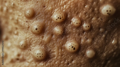 Close-Up of Raised Monkeypox Lesions with Clear Focus on Skin Texture photo