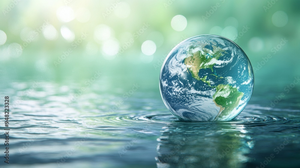 An energy and environmental globe made out of water drops An energy and environmental globe made out of water drops