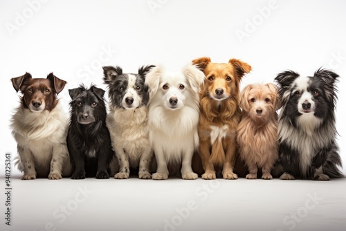 Variety of farm animals in front of white background, generative IA