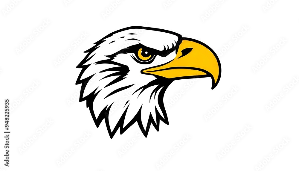 Fototapeta premium Eagle face icon drawing isolated on a white background