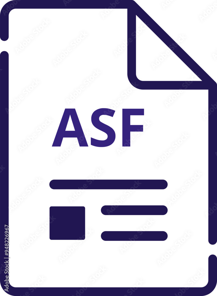 ASF File icon minimal outline with symbols ASF File icon minimal outline with symbols