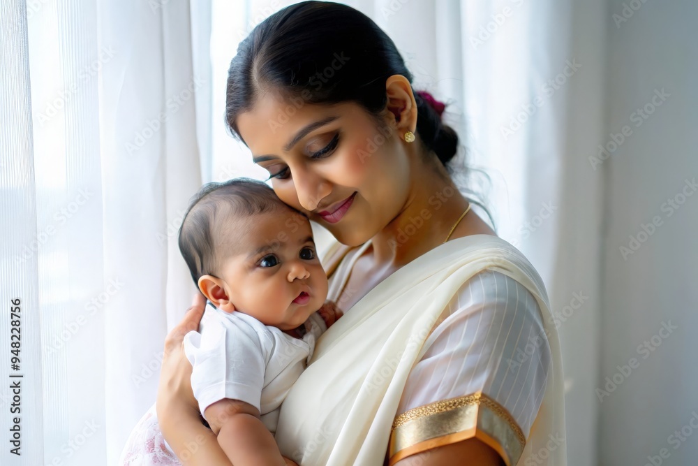 Indian Mother with Baby - Loving Indian mother holding her baby, with a gentle and caring expression.
Indian Mother with Baby - Loving Indian mother holding her baby, with a gentle and caring expression.