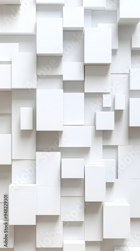 White background with 3D blocks arranged in an abstract pattern, perfect for adding depth and texture to design projects