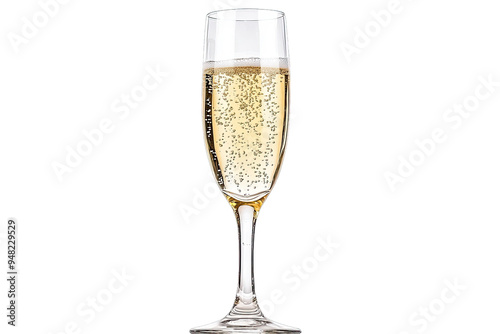 A sparkling champagne glass filled with bubbly drink, perfect for celebrations and festive occasions.