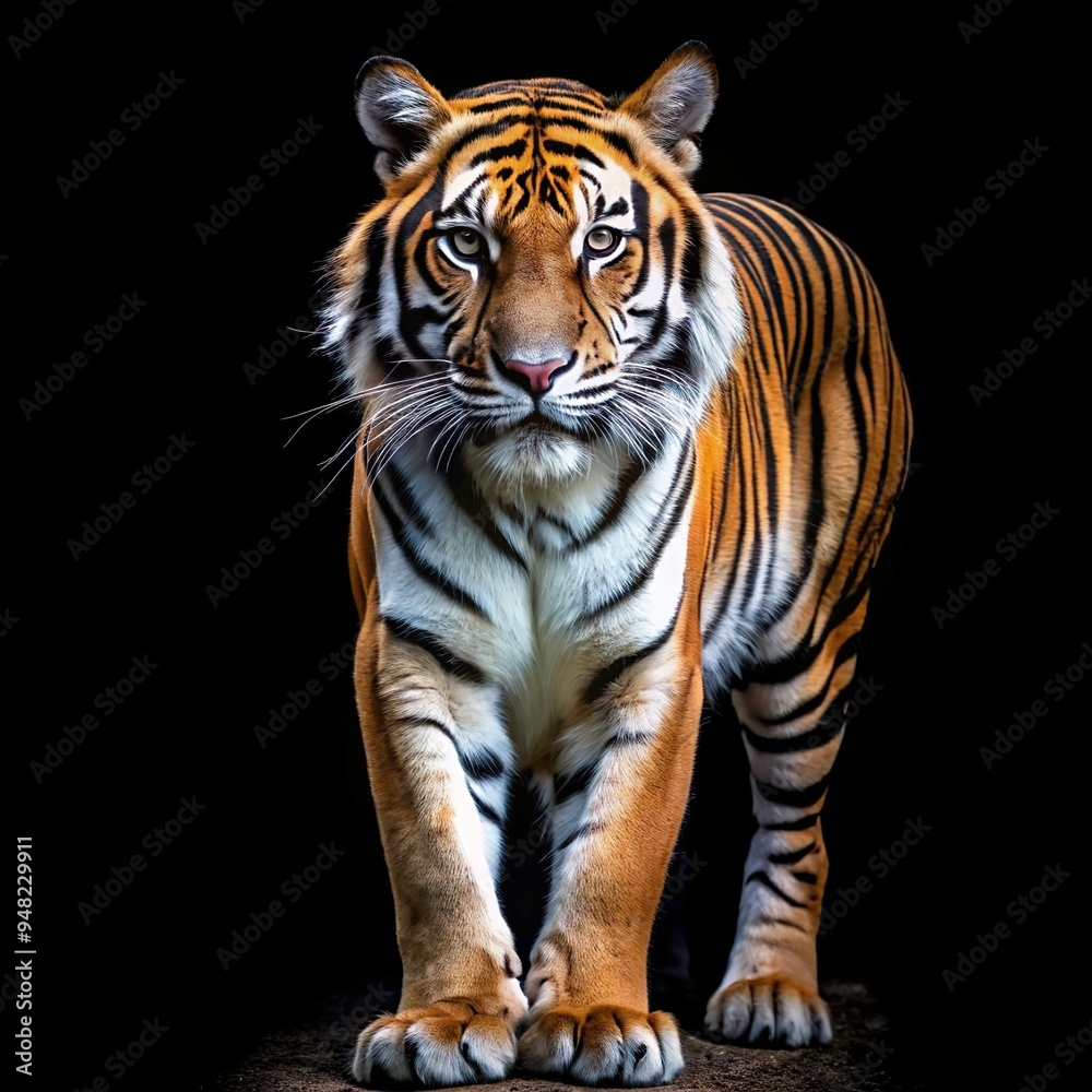 Fototapeta premium portrait of tiger full body, isolated on black background