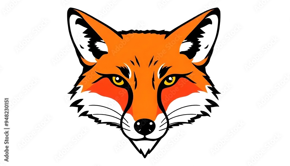 Obraz premium Fox face icon drawing isolated on a white background