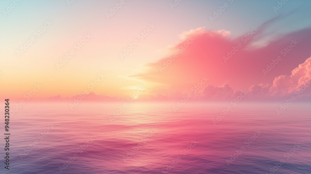 Serene ocean sunrise with pink and purple pastel sky Serene ocean sunrise with pink and purple pastel sky