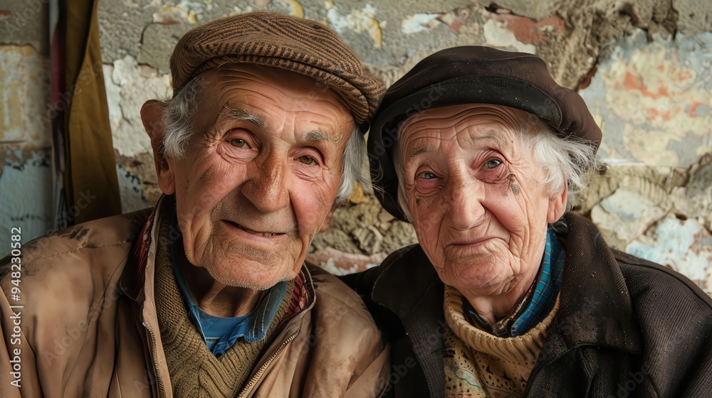 Obraz premium A portrait of an elderly couple.