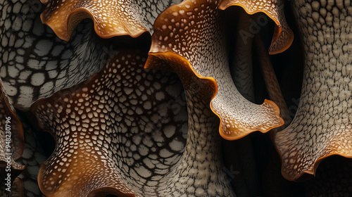 Close-up of intricate speckled texture on Amorphophallus flower petals photo